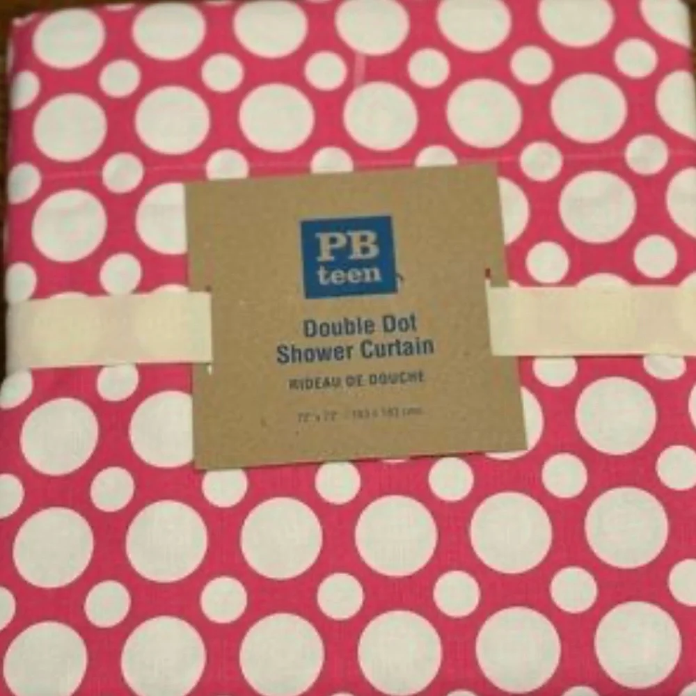 Pottery Barn Teen Pink and White Polka Dot shower curtain